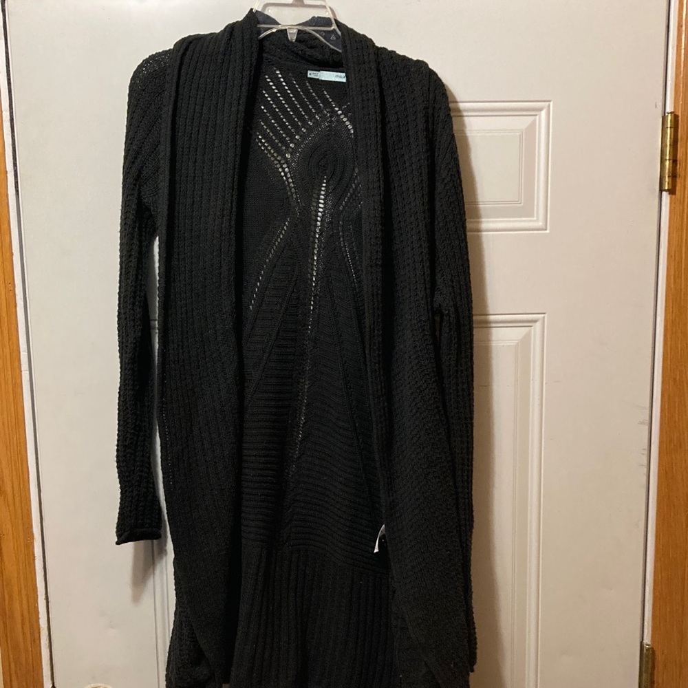 Black Open-Front‎ Knit Sweater M